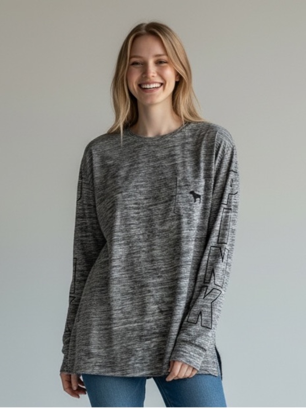 FREE W/ PURCHASE : PINK Women’s Small Gray Long Sleeve T-shirt